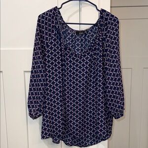 a.n.a Navy and Purple Patterned Blouse